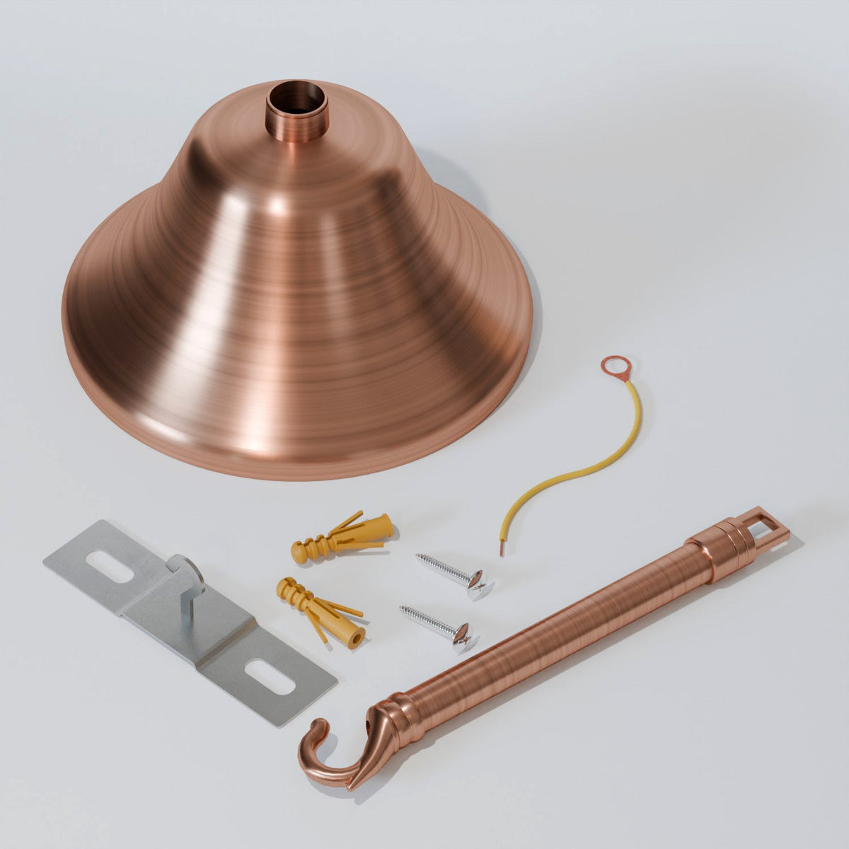 Flat Fit Ceiling Rose 100-200 mm – Hook, Bell & Square Styles - Copper, 110 mm Bell, Single
