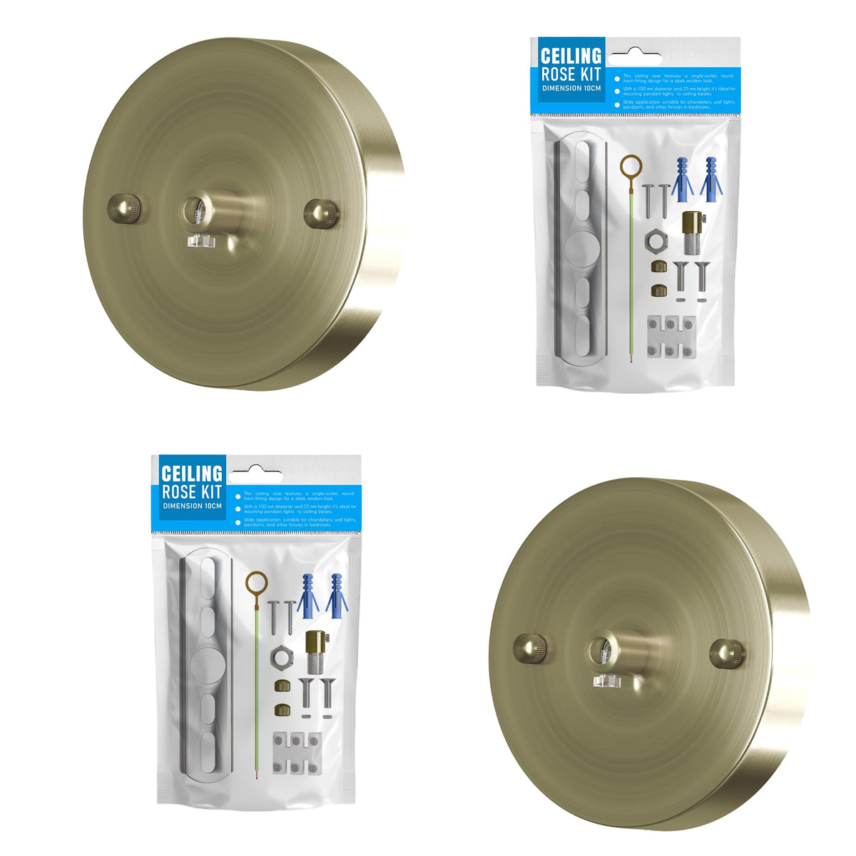 Flat Fit Ceiling Rose 100-200 mm – Hook, Bell & Square Styles - photo 32