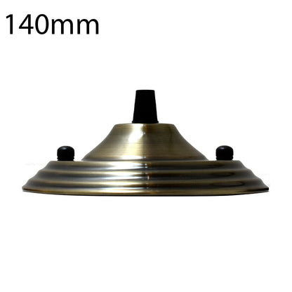 Flat Fit Ceiling Rose 100-200 mm – Hook, Bell & Square Styles - Green Brass, 140 mm, Single