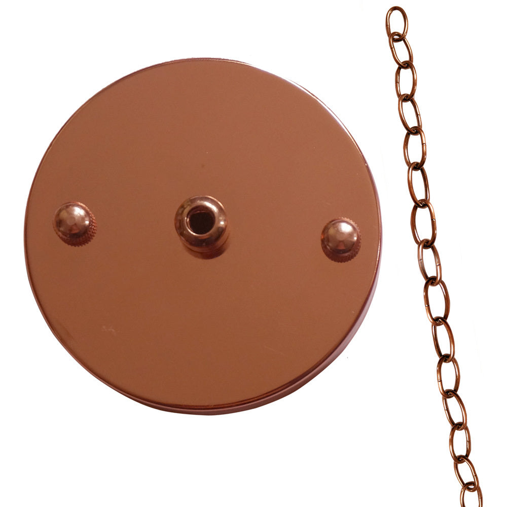 Flat Fit Ceiling Rose 100-200 mm – Hook, Bell & Square Styles - Rose Gold, 100 mm with 10 cm Chain, Single