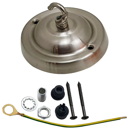 Flat Fit Ceiling Rose 100-200 mm – Hook, Bell & Square Styles - Satin Nickel, 105 mm with Hook, Single