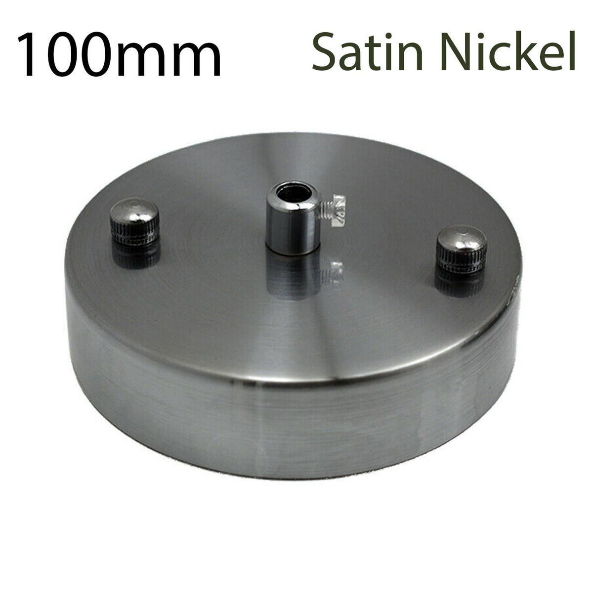 Flat Fit Ceiling Rose 100-200 mm – Hook, Bell & Square Styles - Satin Nickel, 100 mm, Single