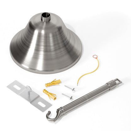 Flat Fit Ceiling Rose 100-200 mm – Hook, Bell & Square Styles - Satin Nickel, 110 mm Bell, Single