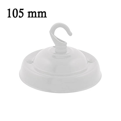 Flat Fit Ceiling Rose 100-200 mm – Hook, Bell & Square Styles - White, 105 mm with Hook, Single