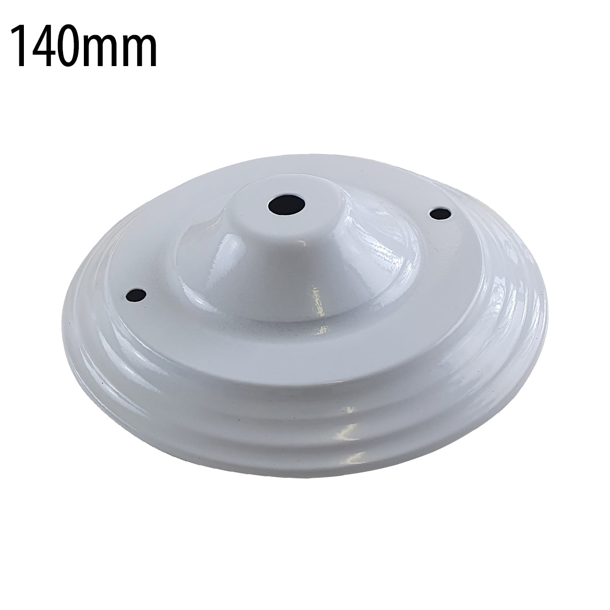 Flat Fit Ceiling Rose 100-200 mm – Hook, Bell & Square Styles - White, 140 mm, Single
