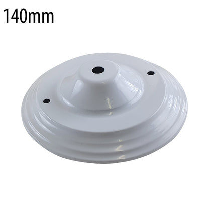 Flat Fit Ceiling Rose 100-200 mm – Hook, Bell & Square Styles - White, 140 mm, Single