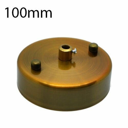 Flat Fit Ceiling Rose 100-200 mm – Hook, Bell & Square Styles - Yellow Brass, 100 mm, Single
