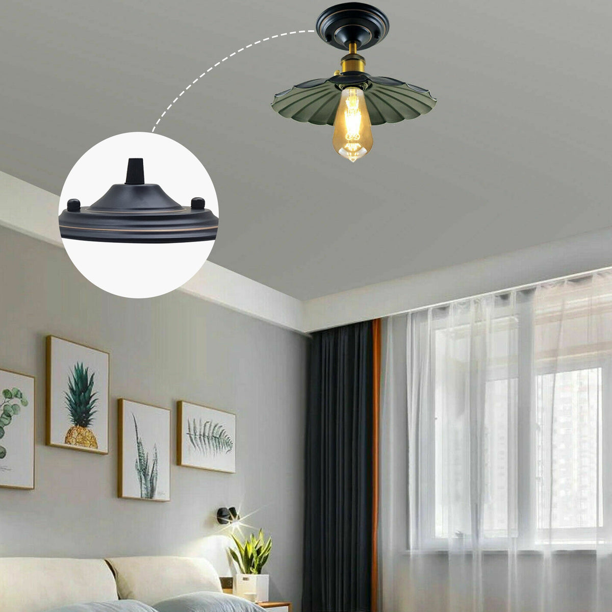 Flat Fit Ceiling Rose 100-200 mm – Hook, Bell & Square Styles - photo 2