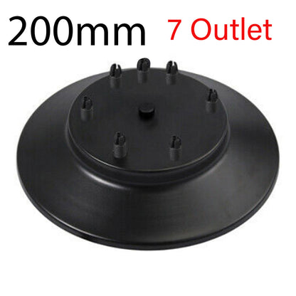 Flat Fit Ceiling Roses & Bars – 65 mm to 500 mm, Up to 9 Outlets - Black, 200 mm 7 Outlet, Single