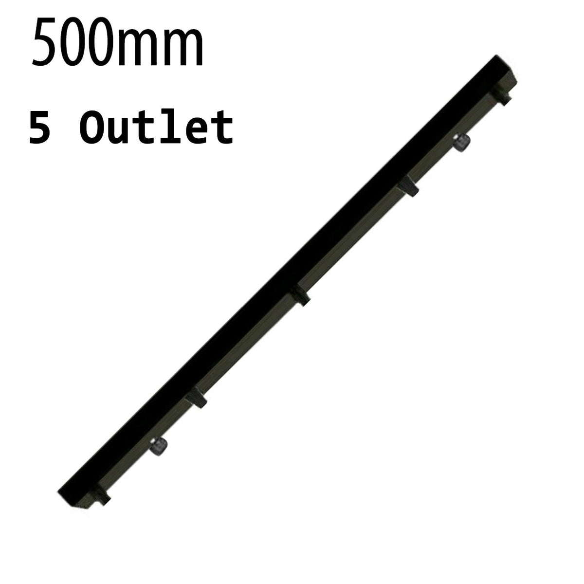 Flat Fit Ceiling Roses & Bars – 65 mm to 500 mm, Up to 9 Outlets - Black, 500 mm 5 Outlet Bar, Single