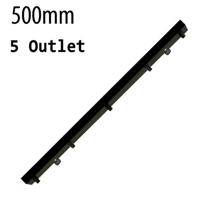 Flat Fit Ceiling Roses & Bars – 65 mm to 500 mm, Up to 9 Outlets - Black, 500 mm 5 Outlet Bar, Single