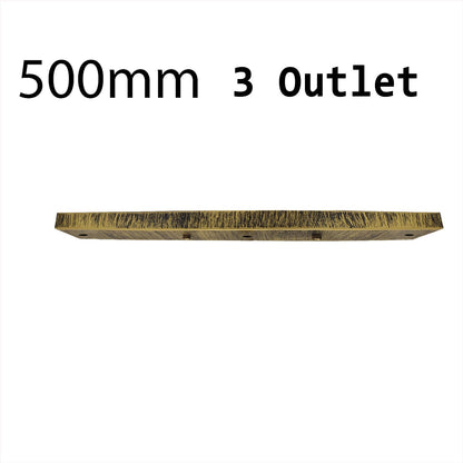 Flat Fit Ceiling Roses & Bars – 65 mm to 500 mm, Up to 9 Outlets - Brushed Brass, 500 mm 3 Outlet Bar, Single