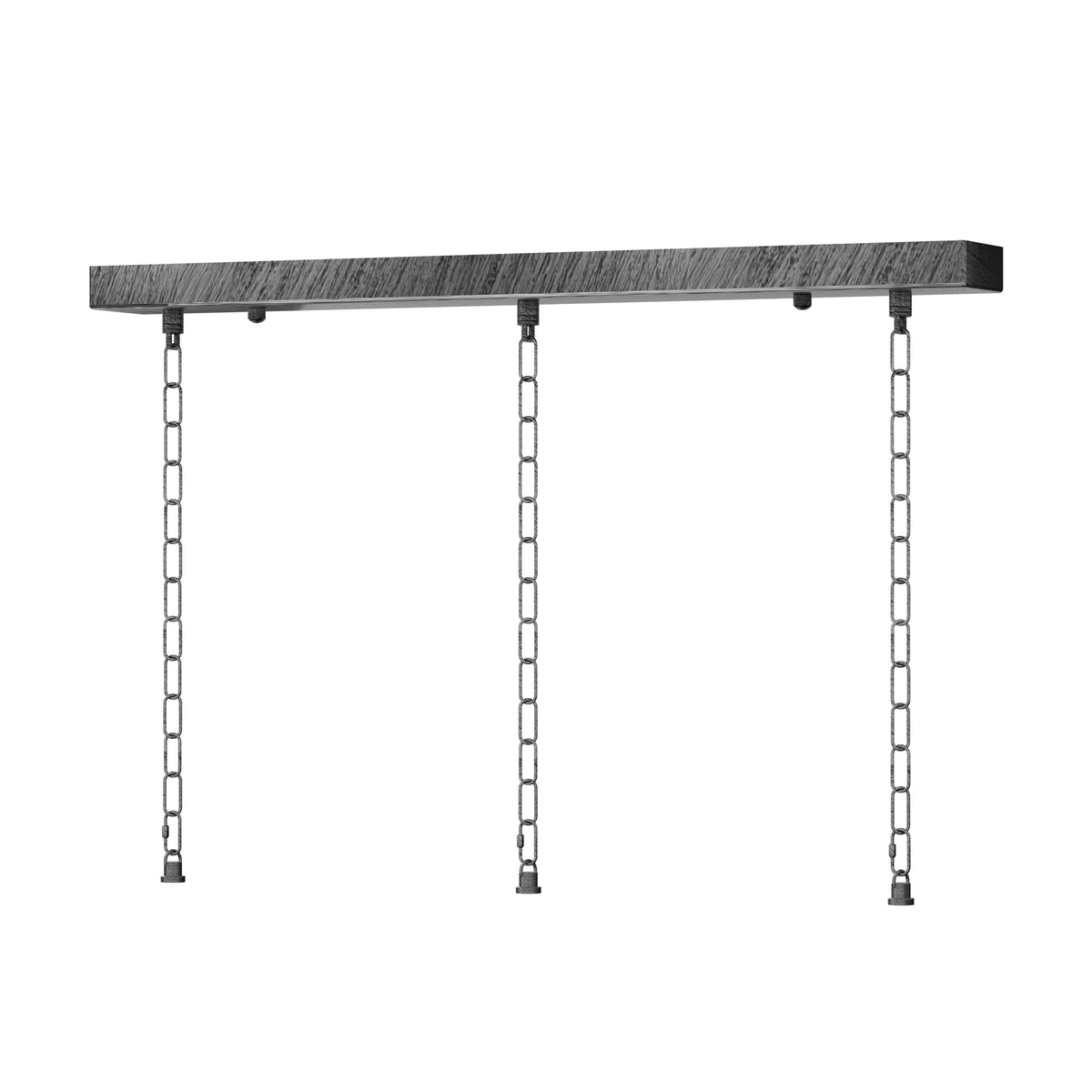 Flat Fit Ceiling Roses & Bars – 65 mm to 500 mm, Up to 9 Outlets - Brushed Silver, 500 mm Bar, 3 x 50 cm Chains, Single