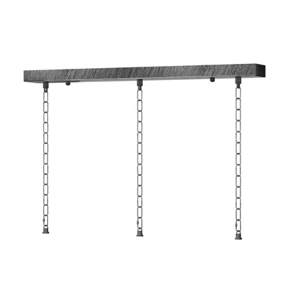 Flat Fit Ceiling Roses & Bars – 65 mm to 500 mm, Up to 9 Outlets - Brushed Silver, 500 mm Bar, 3 x 50 cm Chains, Single