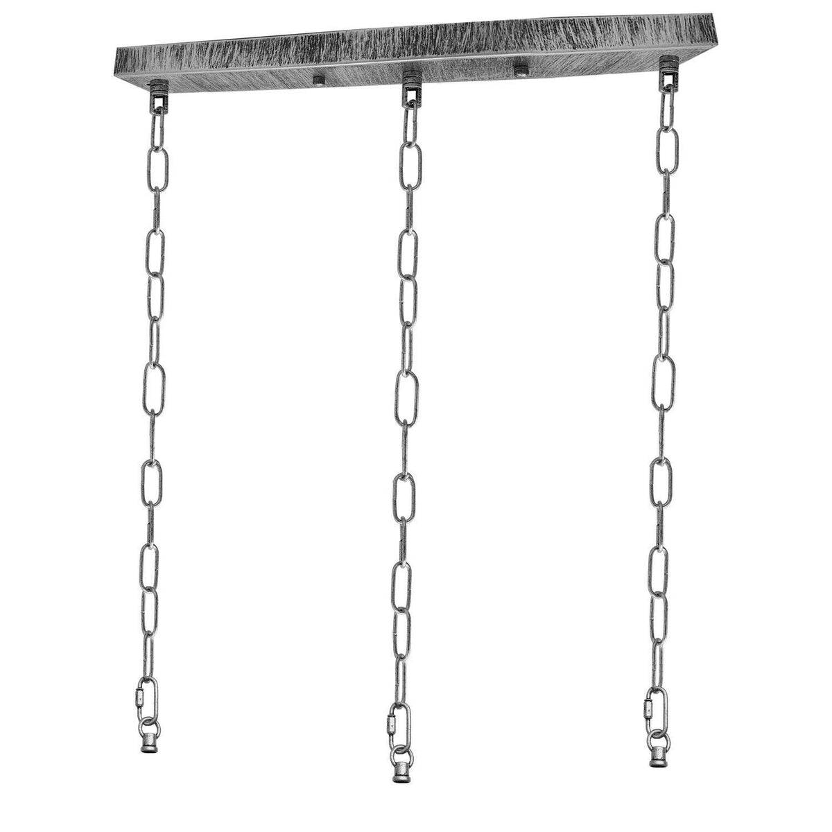Flat Fit Ceiling Roses & Bars – 65 mm to 500 mm, Up to 9 Outlets - Brushed Silver, 500 mm Bar, 3 x 60 cm Chains, Single