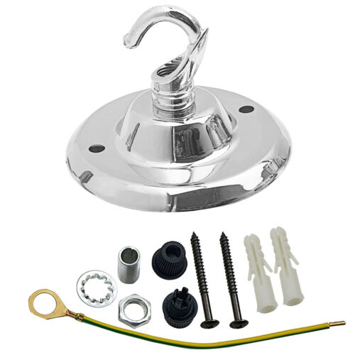 Flat Fit Ceiling Roses & Bars – 65 mm to 500 mm, Up to 9 Outlets - Chrome, 75 mm with Hook, Single