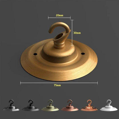 Flat Fit Ceiling Roses & Bars – 65 mm to 500 mm, Up to 9 Outlets - Green Brass, 75 mm with Hook, Single