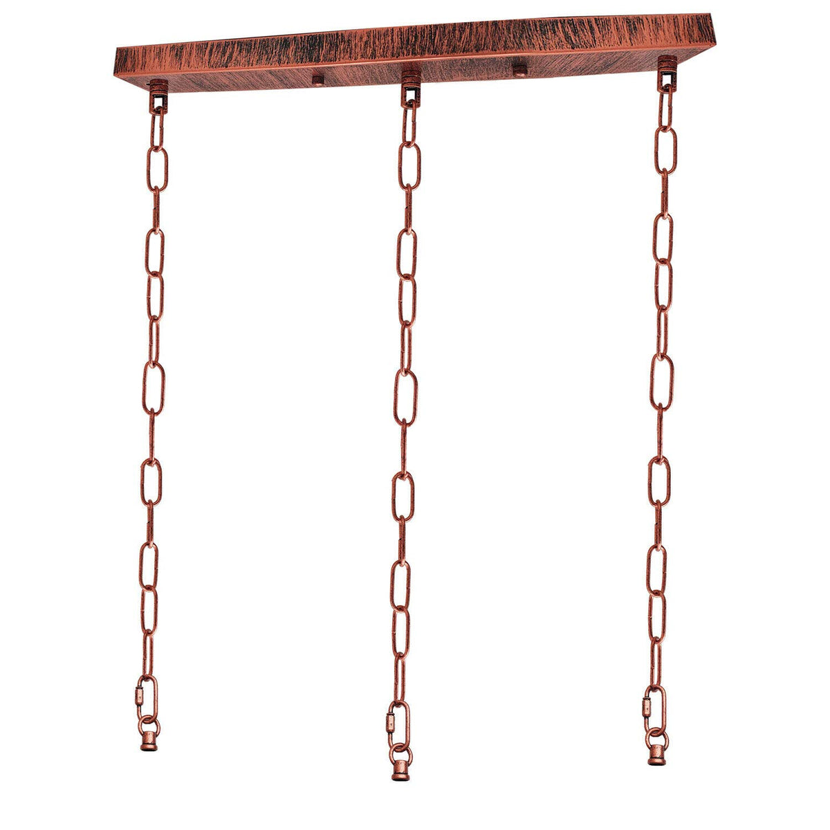 Flat Fit Ceiling Roses & Bars – 65 mm to 500 mm, Up to 9 Outlets - Rustic Red, 500 mm Bar, 3 x 60 cm Chains, Single