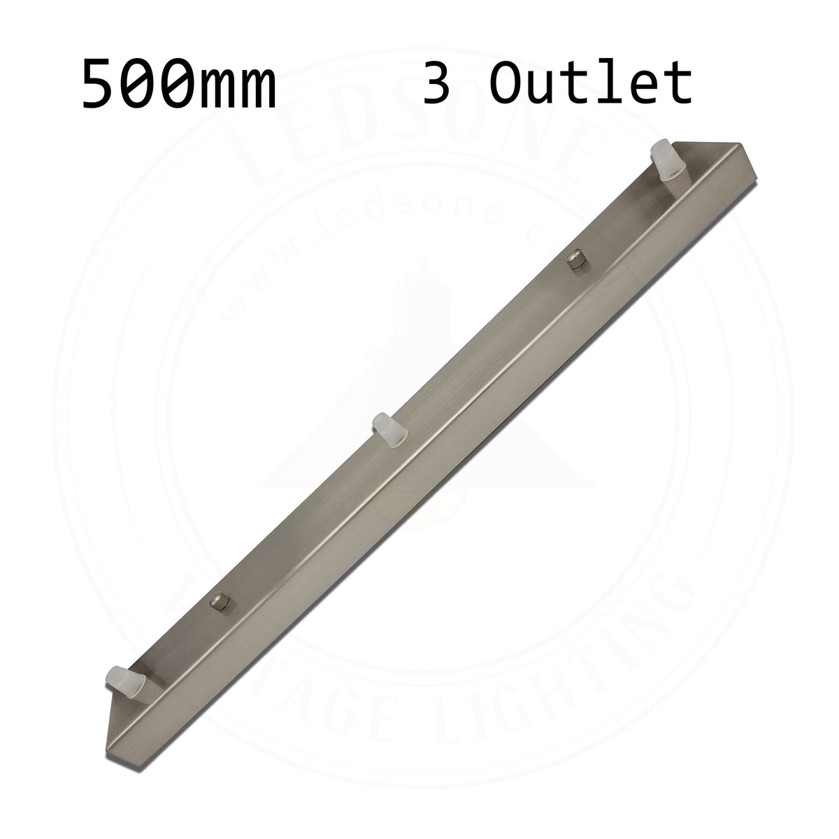 Flat Fit Ceiling Roses & Bars – 65 mm to 500 mm, Up to 9 Outlets - Satin Nickel, 500 mm 3 Outlet Bar, Single