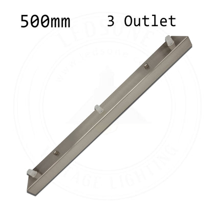 Flat Fit Ceiling Roses & Bars – 65 mm to 500 mm, Up to 9 Outlets - Satin Nickel, 500 mm 3 Outlet Bar, Single