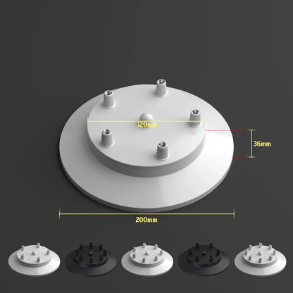 Flat Fit Ceiling Roses & Bars – 65 mm to 500 mm, Up to 9 Outlets - White, 200 mm 5 Outlet, Single