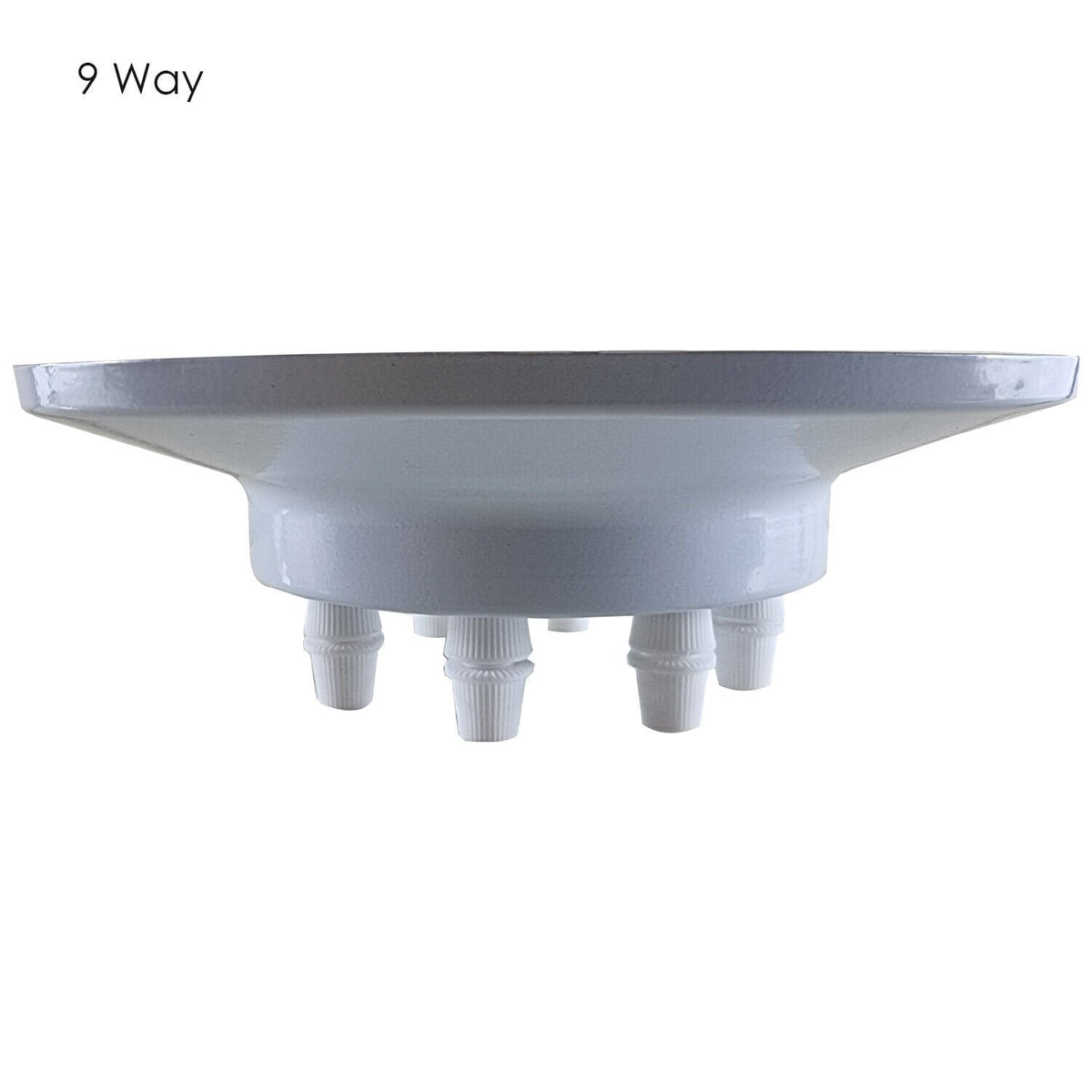 Flat Fit Ceiling Roses & Bars – 65 mm to 500 mm, Up to 9 Outlets - White, 200 mm 9 Outlet, Single