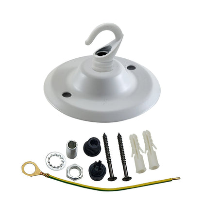 Flat Fit Ceiling Roses & Bars – 65 mm to 500 mm, Up to 9 Outlets - White, 75 mm with Hook, Single