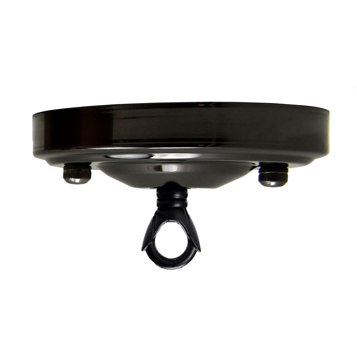 Flat-Fit Ceiling Rose with Hook – 5 Plate Styles, 8 Finishes - Black, Domed Plate, Hook Ring, Single