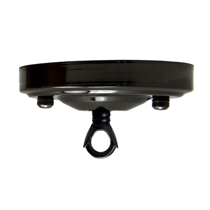 Flat-Fit Ceiling Rose with Hook – 5 Plate Styles, 8 Finishes - Black, Domed Plate, Hook Ring, Single