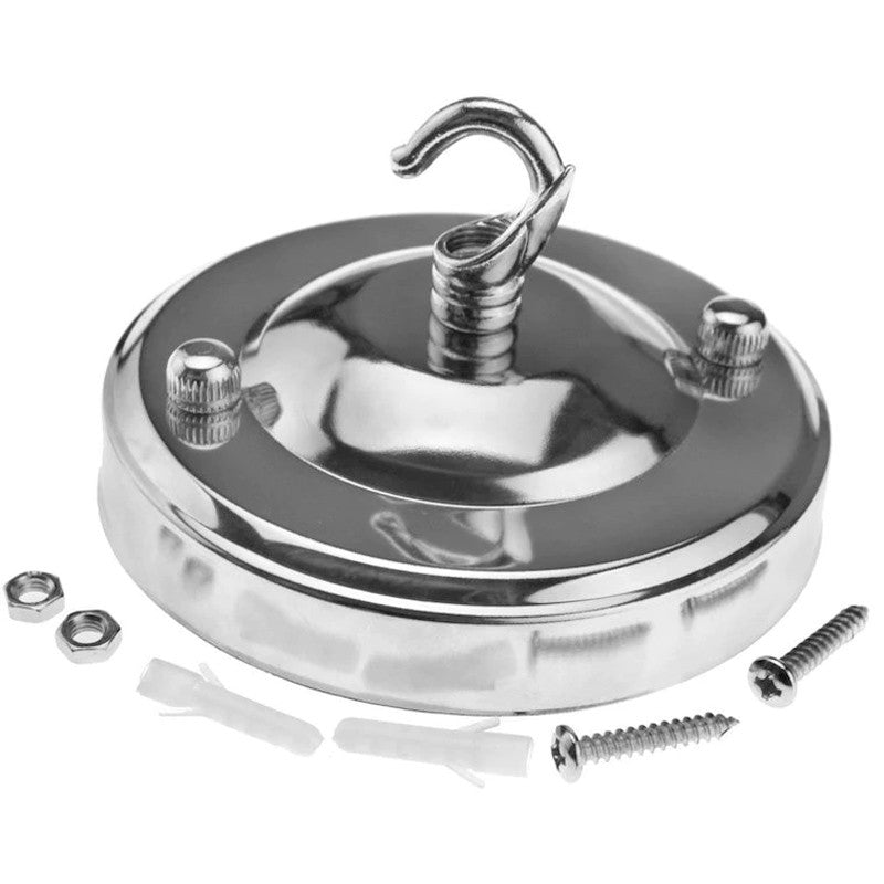 Flat-Fit Ceiling Rose with Hook – 5 Plate Styles, 8 Finishes - Chrome, Domed Plate, Hook, Single