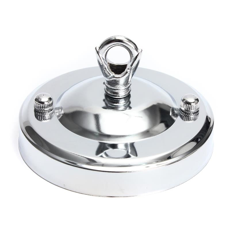 Flat-Fit Ceiling Rose with Hook – 5 Plate Styles, 8 Finishes - Chrome, Domed Plate, Hook Ring, Single