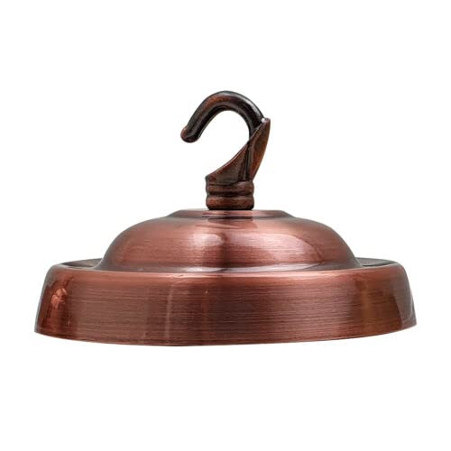 Flat-Fit Ceiling Rose with Hook – 5 Plate Styles, 8 Finishes - Copper, Bell Plate, Hook, Single