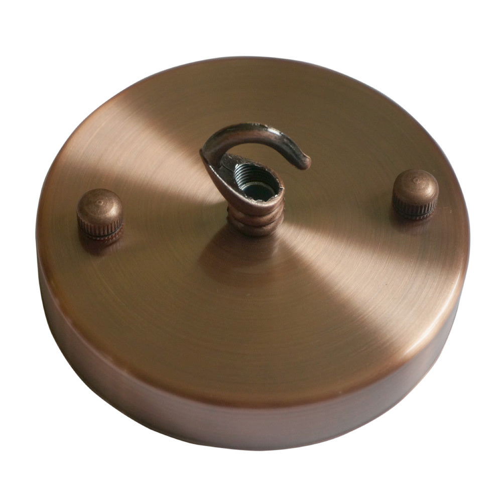 Flat-Fit Ceiling Rose with Hook – 5 Plate Styles, 8 Finishes - Copper, 100 mm Flat Plate, Hook, Single