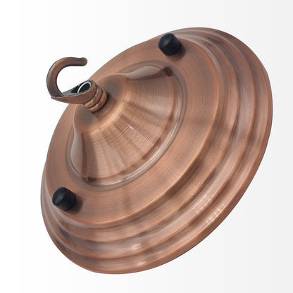 Flat-Fit Ceiling Rose with Hook – 5 Plate Styles, 8 Finishes - Copper, 140 mm Tiered Plate, Hook, Single