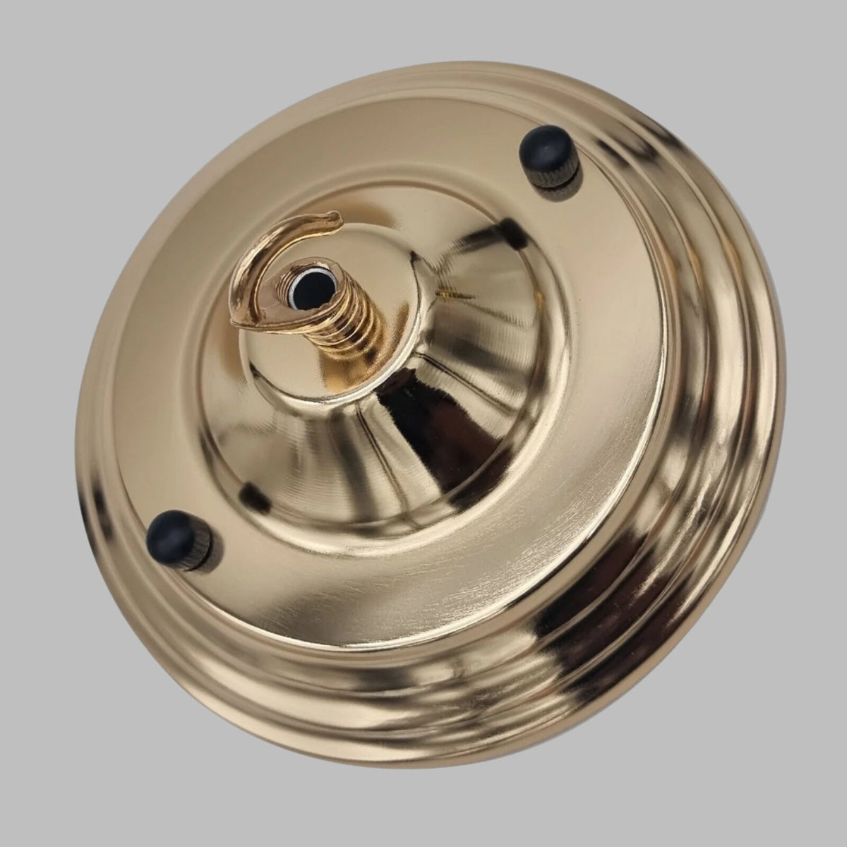 Flat-Fit Ceiling Rose with Hook – 5 Plate Styles, 8 Finishes - French Gold, 140 mm Tiered Plate, Hook, Single