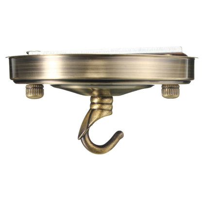 Flat-Fit Ceiling Rose with Hook – 5 Plate Styles, 8 Finishes - Green Brass, Domed Plate, Hook, Single