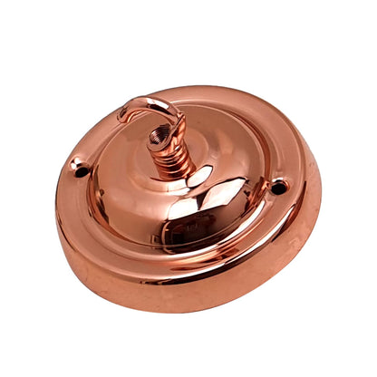 Flat-Fit Ceiling Rose with Hook – 5 Plate Styles, 8 Finishes - Rose Gold, Bell Plate, Hook, Single