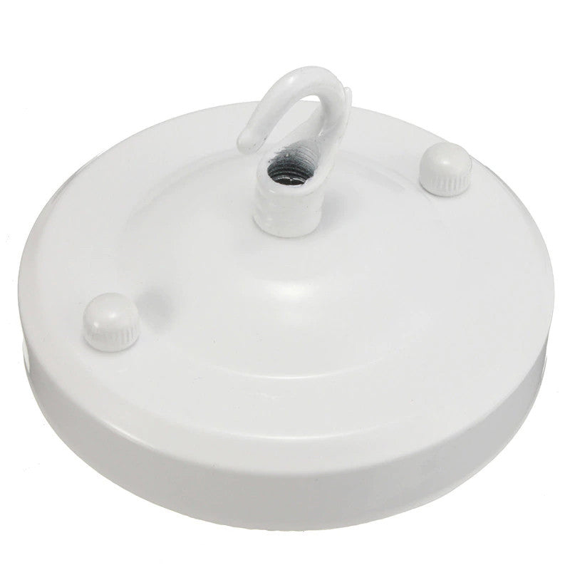 Flat-Fit Ceiling Rose with Hook – 5 Plate Styles, 8 Finishes - White, Domed Plate, Hook, Single
