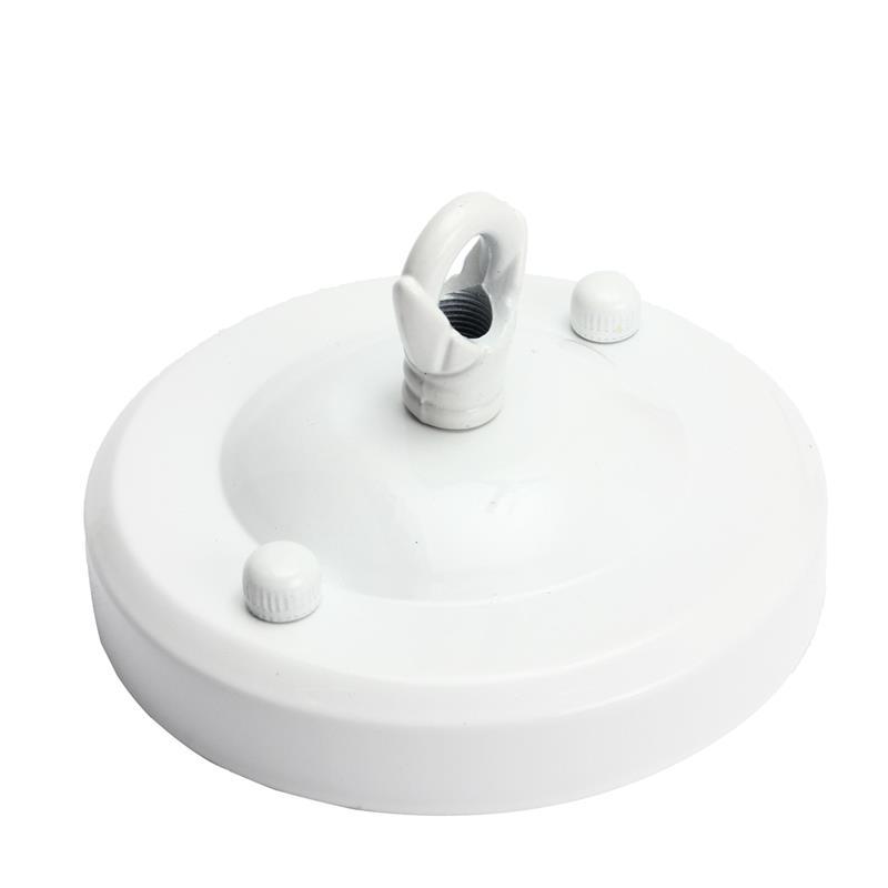 Flat-Fit Ceiling Rose with Hook – 5 Plate Styles, 8 Finishes - White, Domed Plate, Hook Ring, Single