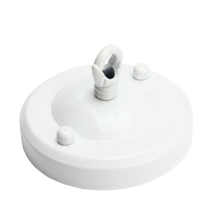 Flat-Fit Ceiling Rose with Hook – 5 Plate Styles, 8 Finishes - White, Domed Plate, Hook Ring, Single