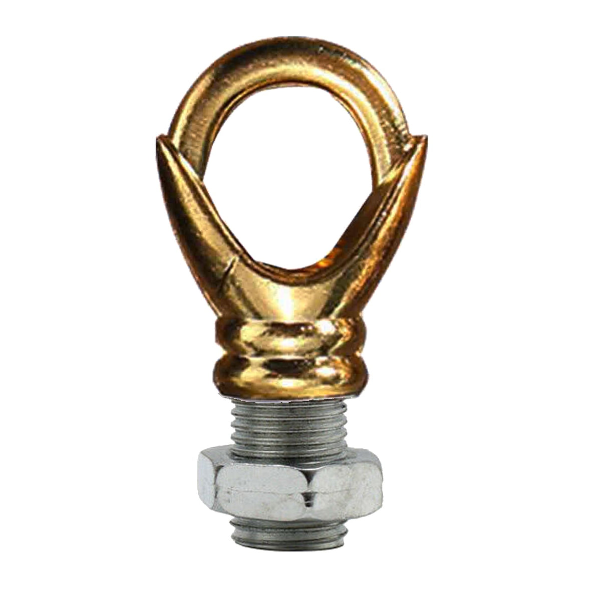 Ceiling Rose Loop Hook – M10 Thread, 8 Finishes - Yellow Brass, Standard, Single