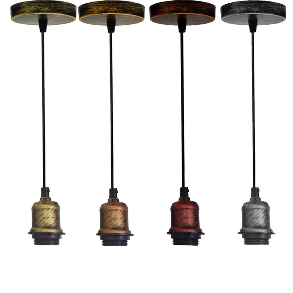 Retro Pendant Light Fitting – Brushed Brass or Copper, Many Shades - photo 14
