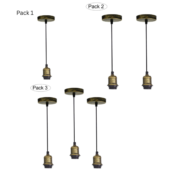 Retro Pendant Light Fitting – Brushed Brass or Copper, Many Shades - photo 16