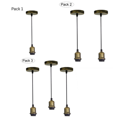 Retro Pendant Light Fitting – Brushed Brass or Copper, Many Shades - photo 16