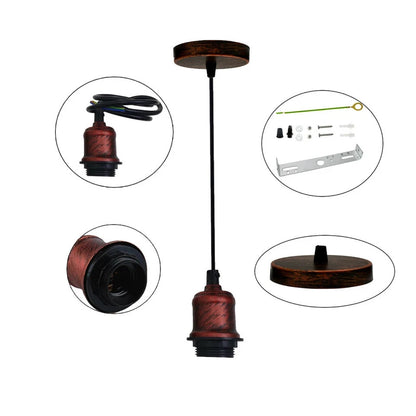 Retro Pendant Light Fitting – Brushed Brass or Copper, Many Shades - photo 2