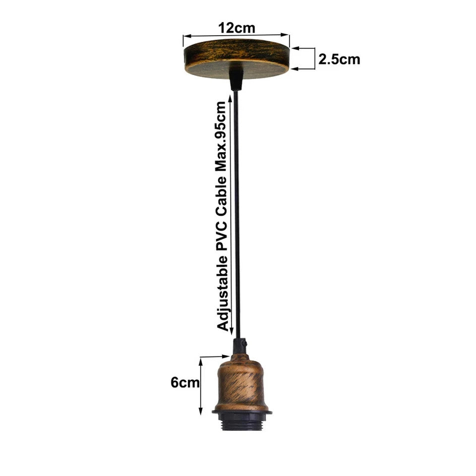 Retro Pendant Light Fitting – Brushed Brass or Copper, Many Shades - photo 6