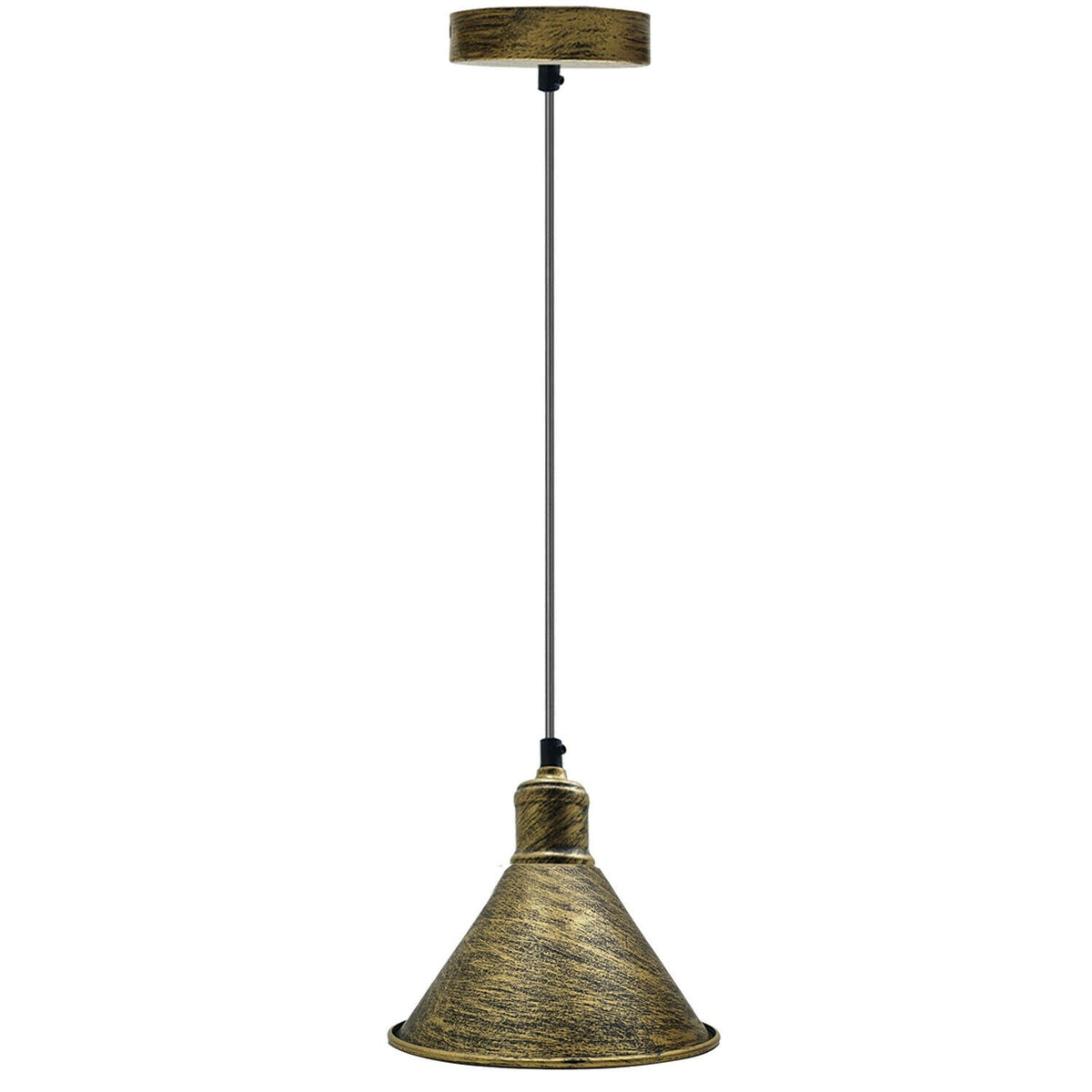 Retro Pendant Light Fitting – Brushed Brass or Copper, Many Shades - Brushed Brass, Small Cone 18 cm Brushed Brass, Without Bulb