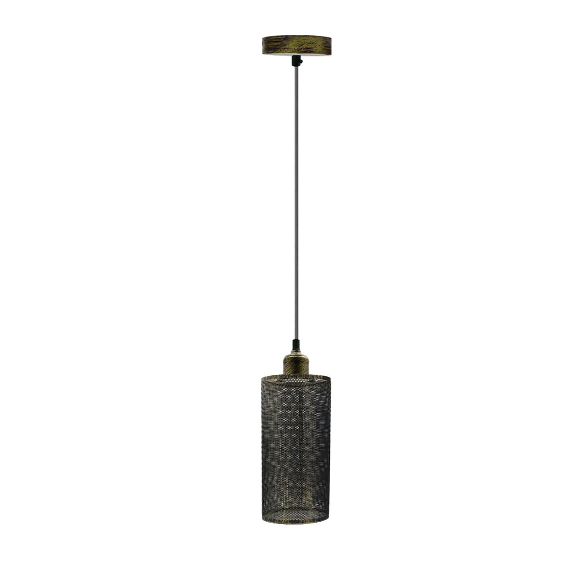 Retro Pendant Light Fitting – Brushed Brass or Copper, Many Shades - Brushed Brass, Drum Style 5 Brushed Brass, Without Bulb