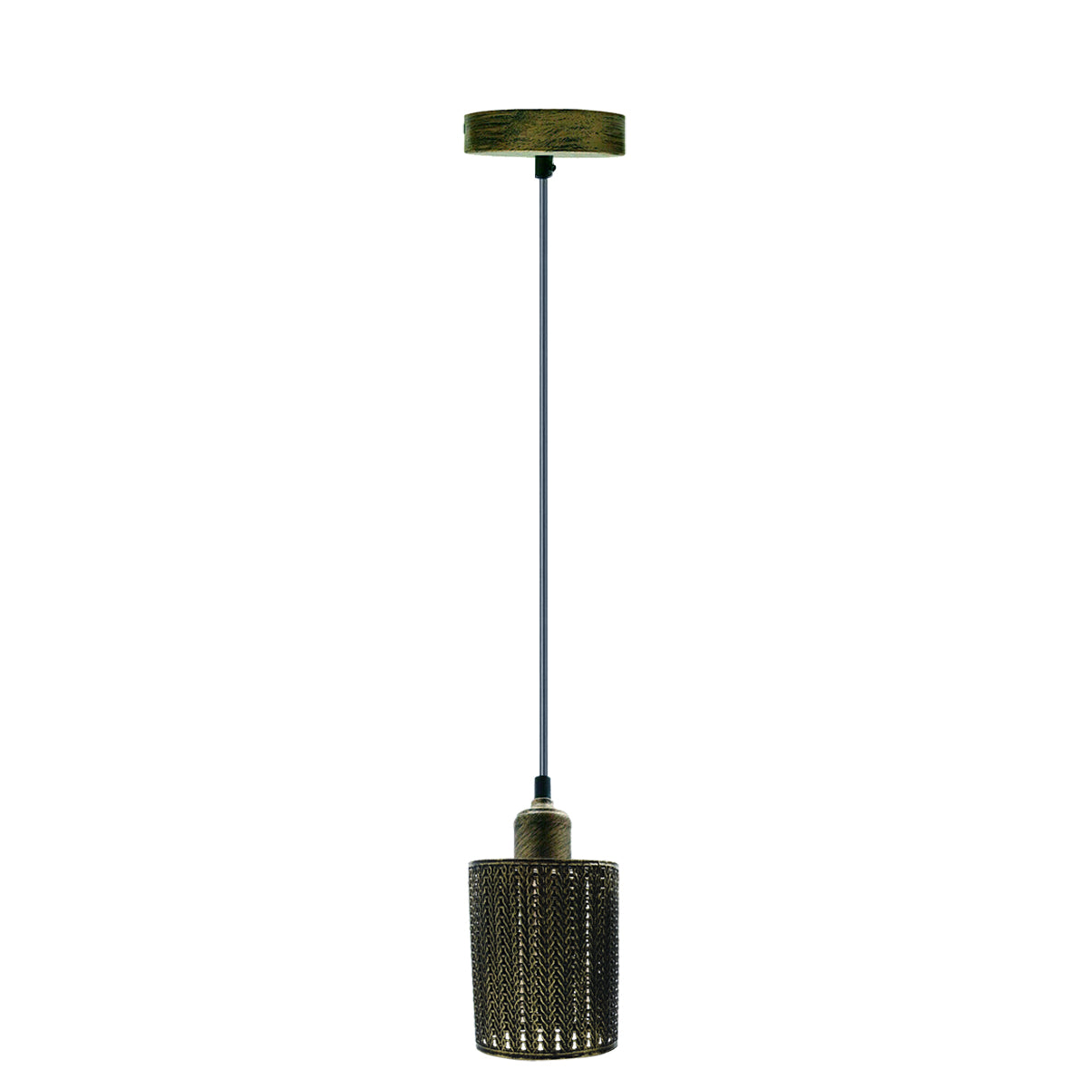 Retro Pendant Light Fitting – Brushed Brass or Copper, Many Shades - Brushed Brass, Barrel Cage Style 3 Brushed Brass, Without Bulb