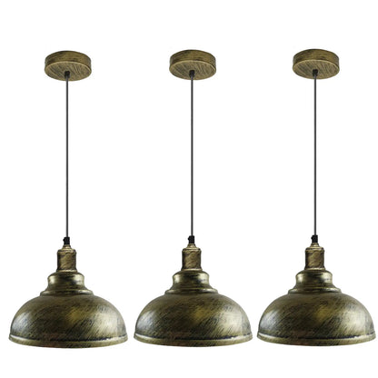 Retro Pendant Light Fitting – Brushed Brass or Copper, Many Shades - photo 21